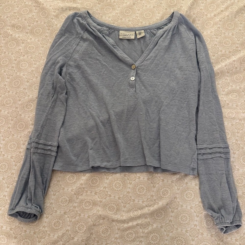 Blue Linen Blouse